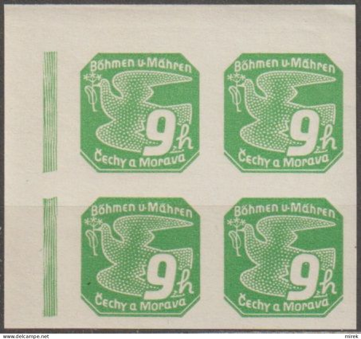 042/ Pof. NV 4, Corner 4-block, Broken Frame - Unused Stamps