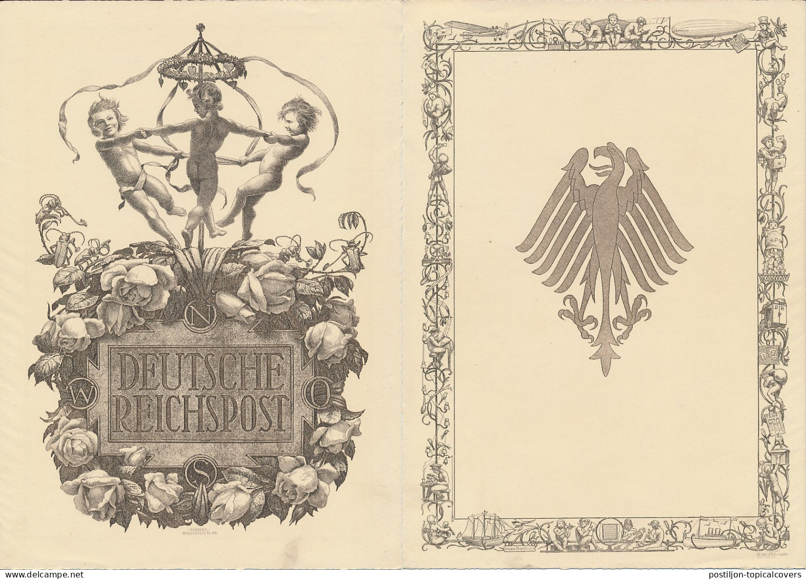 Telegram Germany 1934 - Schmuckblatt Telegramme Roses - Children - Beetles - Zeppelin - Telegraph - Post - Other & Unclassified