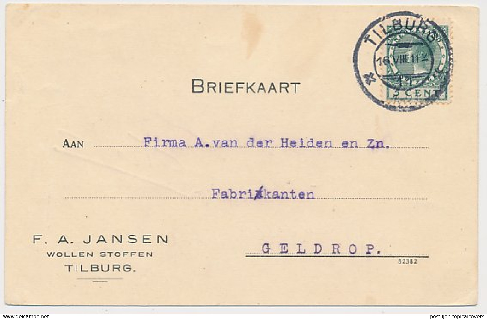 Firma Briefkaart Tilburg 1927 - Wollen Stoffen - Zonder Classificatie
