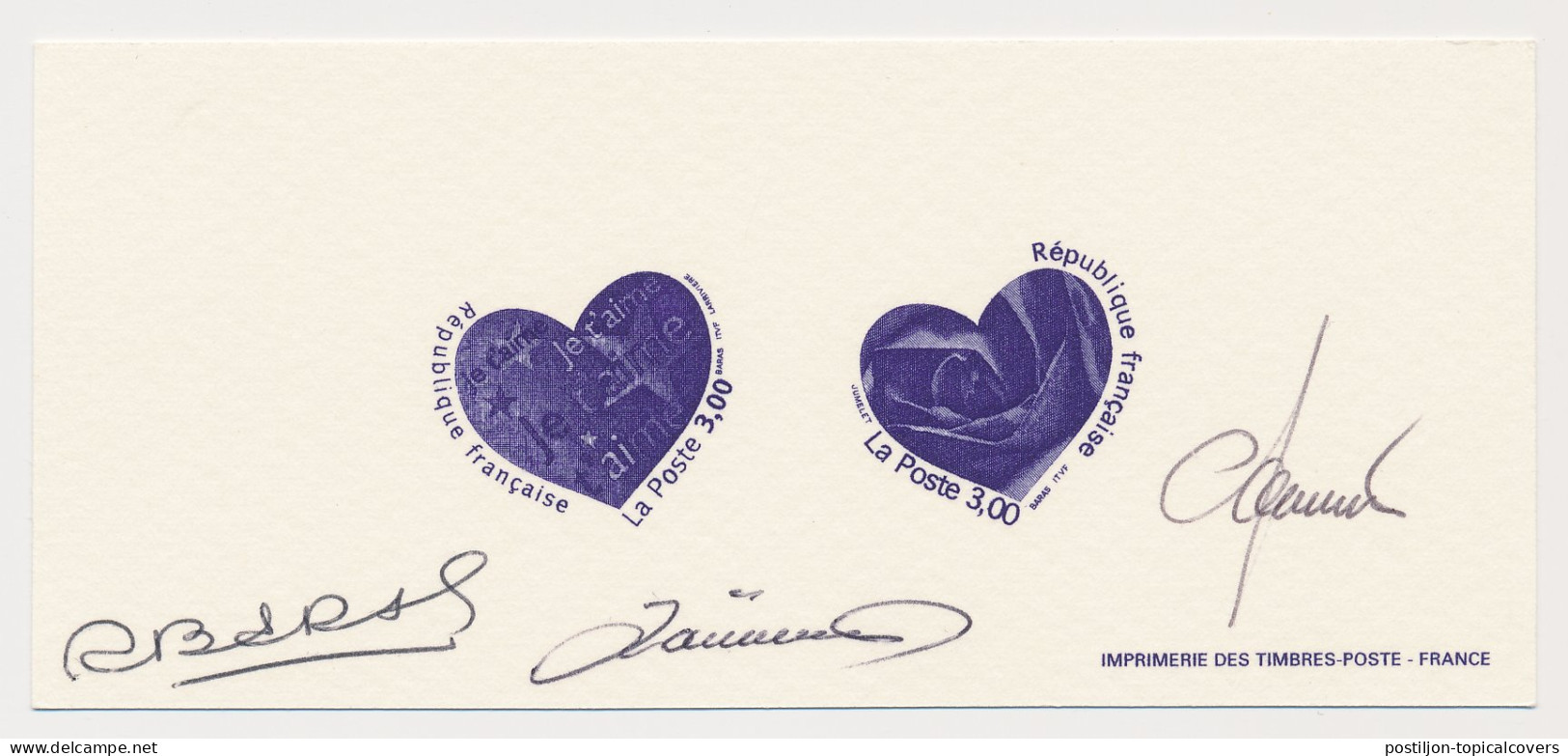 France 1999 - Epreuve / Proof Signed By Engraver Heart - Rose - Je T Aime - Star - Love - Non Classés