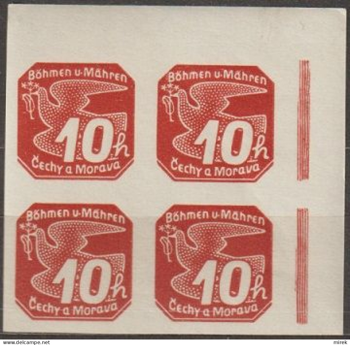 043/ Pof. NV 5, Corner 4-block, Broken Frame - Unused Stamps