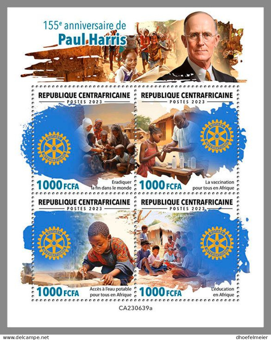 CENTRAL AFRICAN 2023 MNH Paul Harris Rotary Club M/S – IMPERFORATED – DHQ2419 - Rotary, Club Leones