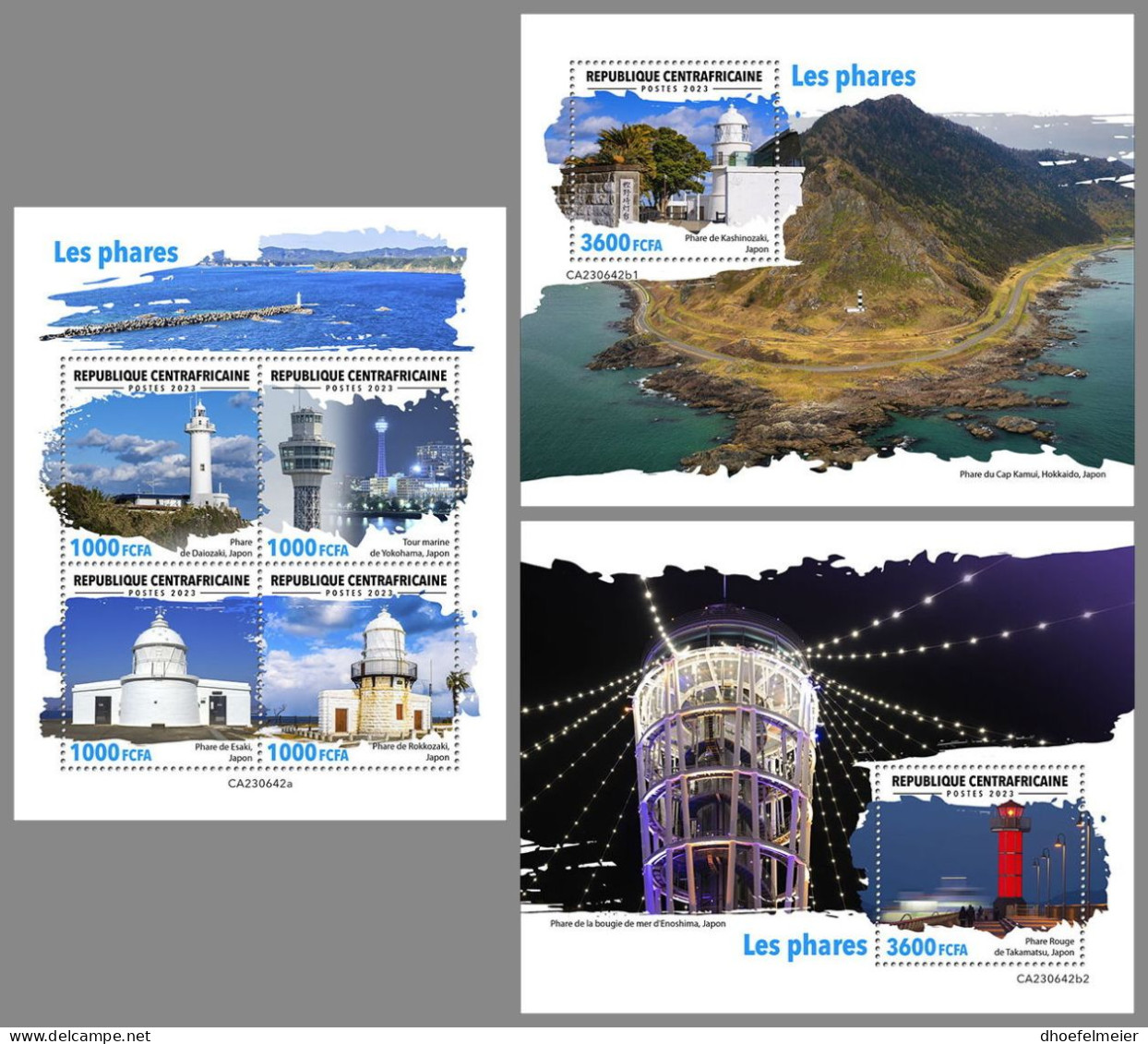 CENTRAL AFRICAN 2023 MNH Lighthouses Leuchttürme M/S+2S/S – IMPERFORATED – DHQ2419 - Lighthouses