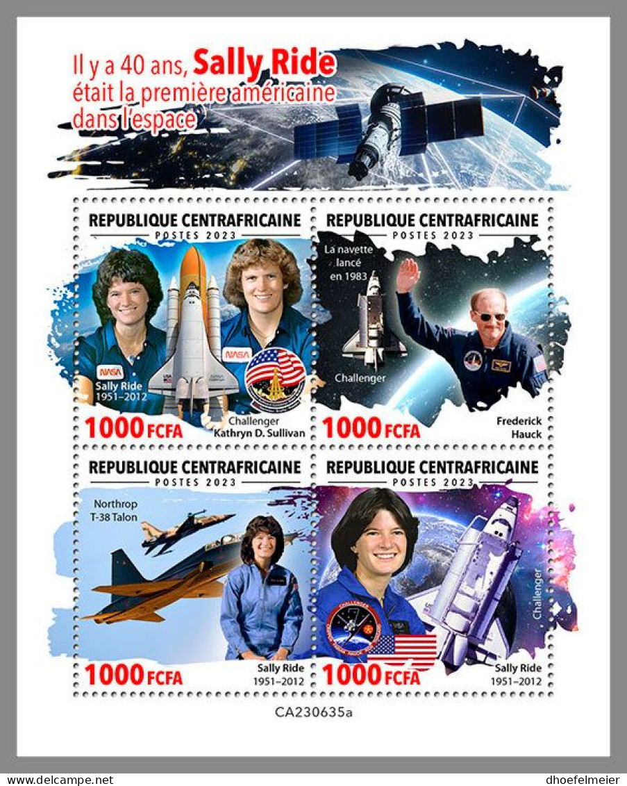 CENTRAL AFRICAN 2023 MNH Sally Ride Woman In Space Raumfahrt M/S – IMPERFORATED – DHQ2419 - Africa