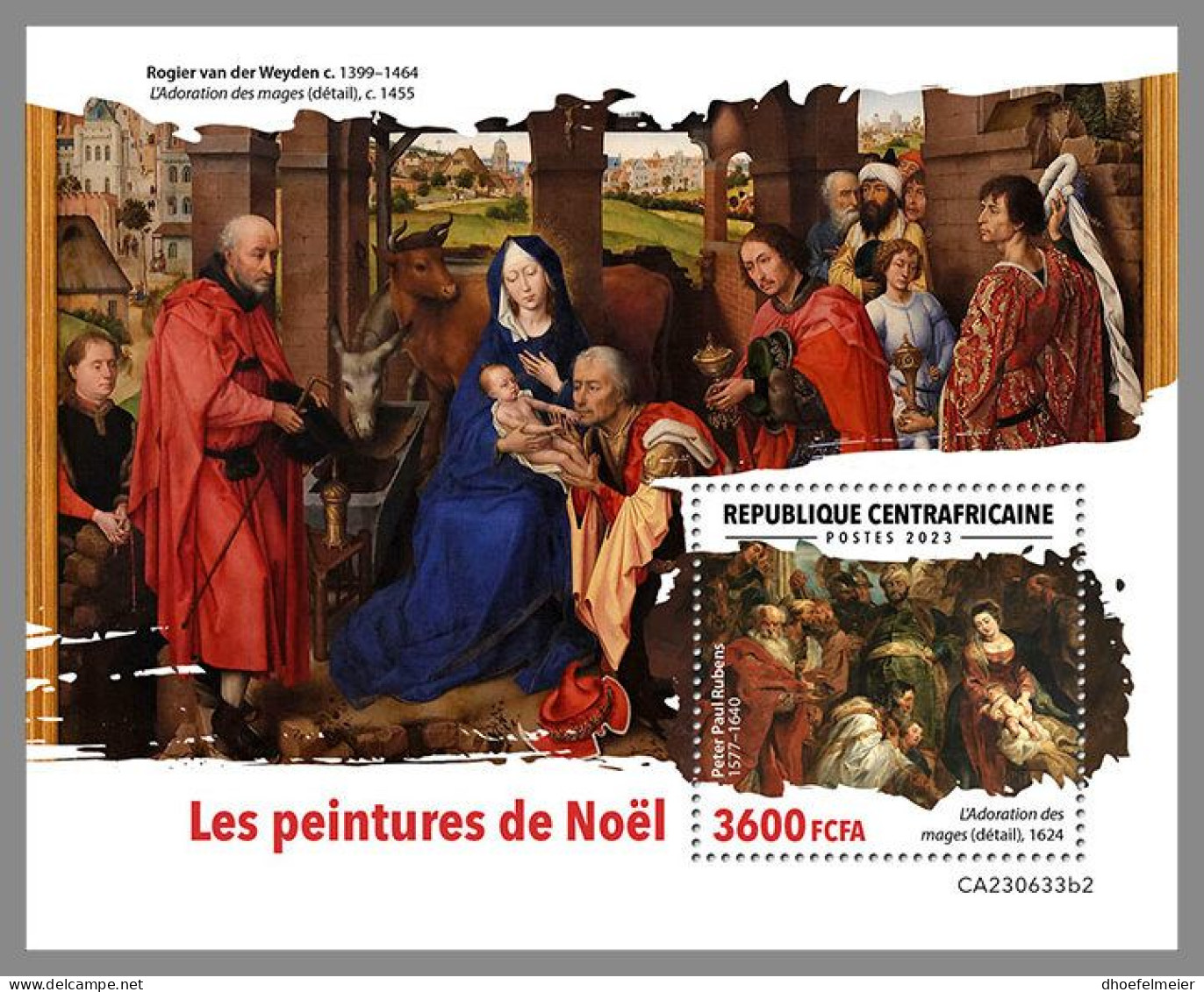 CENTRAL AFRICAN 2023 MNH Christmas Paintings Weihnachtsgemälde S/S II – IMPERFORATED – DHQ2419 - Andere & Zonder Classificatie
