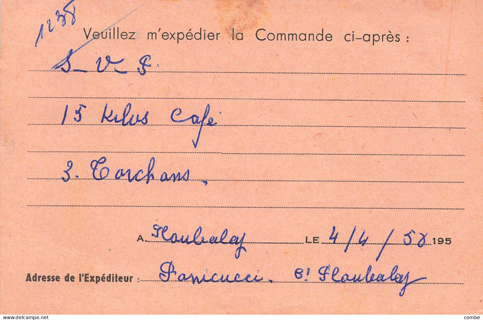 FRANCE SEUL SUR LETTRE. N° 1081. PARMENTIER. CP REMBOURSEMENT. INTERIEUR - 1921-1960: Période Moderne