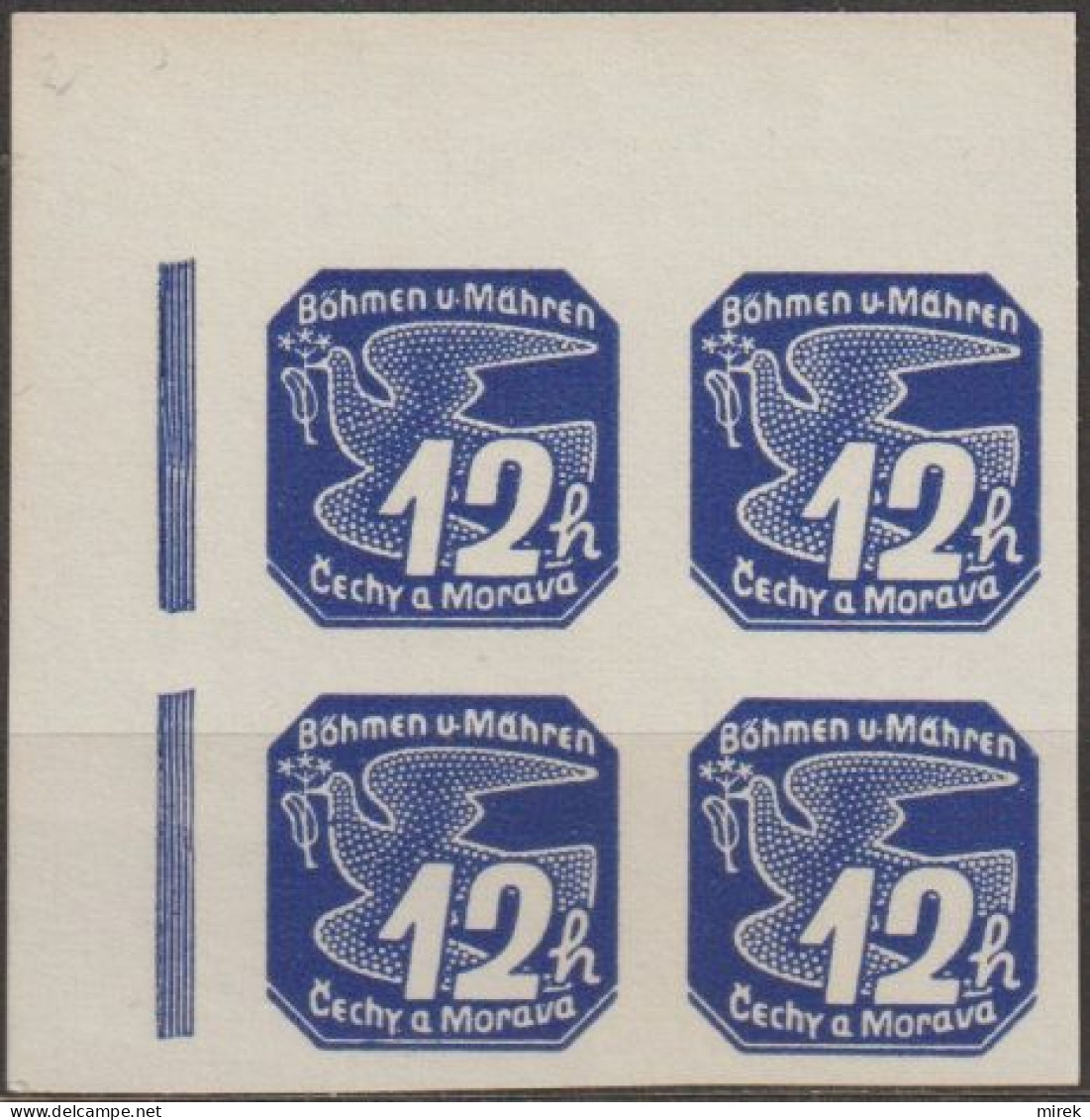 044/ Pof. NV 6, Corner 4-block, Broken Frame - Unused Stamps