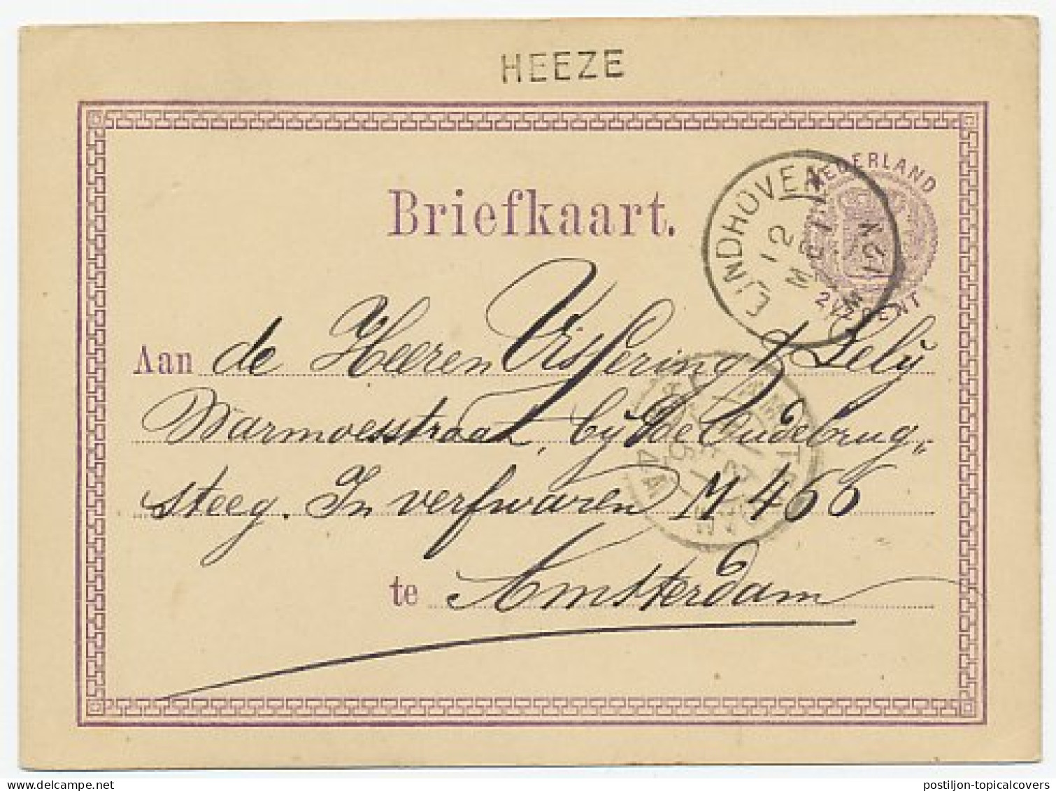 Naamstempel Heeze 1875 - Briefe U. Dokumente