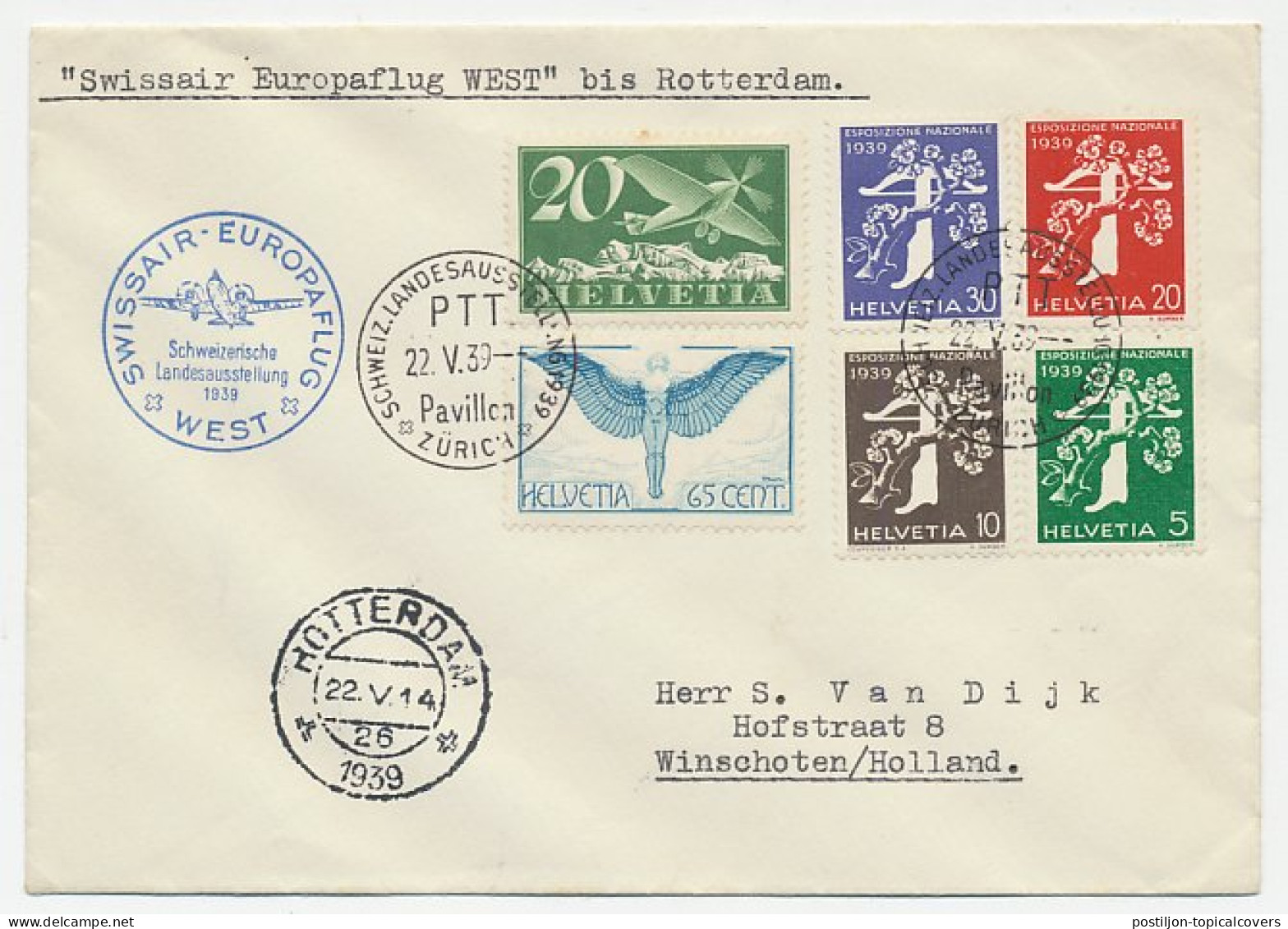 VH A 159 Zurich Zwitserland - Rotterdam 1939 - Ohne Zuordnung