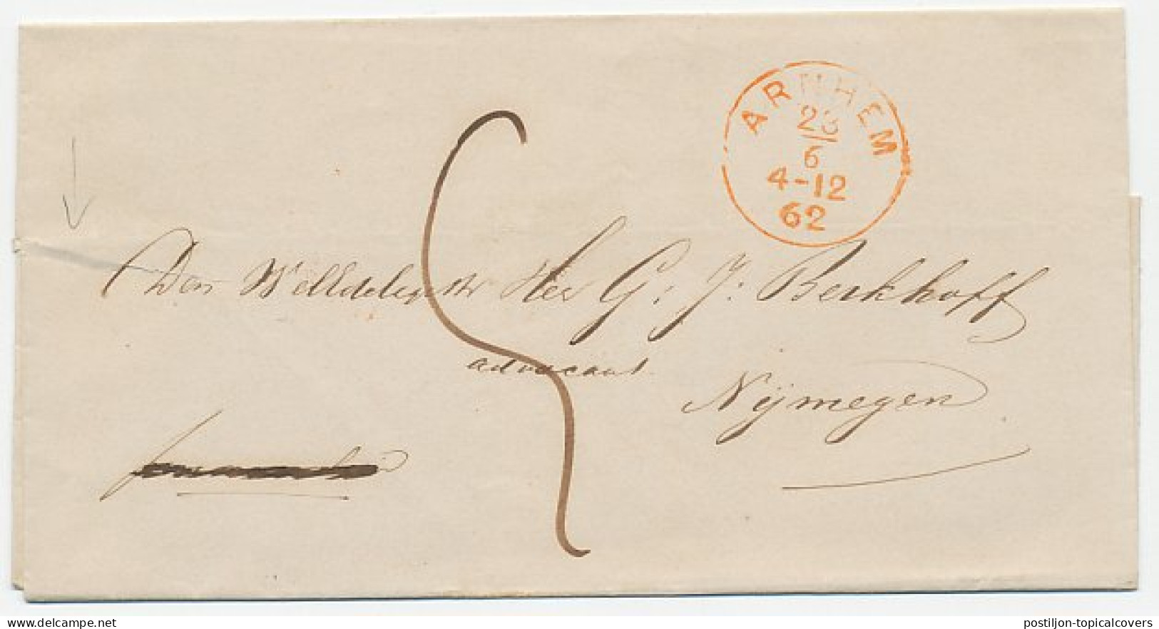 Naamstempel Huissen 1862 - Lettres & Documents