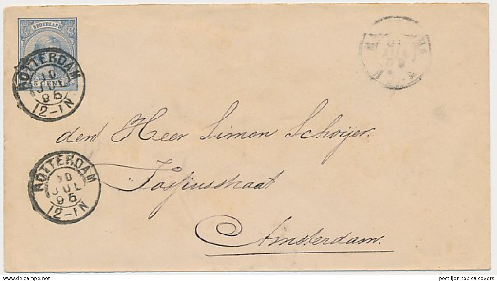 Envelop G. 5 B Rotterdam - Amsterdam 1895 - Ganzsachen