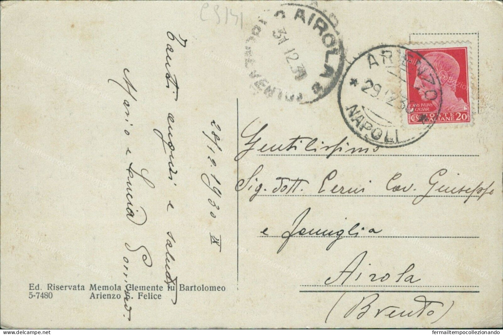 Cs141 Cartolina  Arienzo S.felice Il Castello Provincia Di Caserta Campania 1930 - Caserta