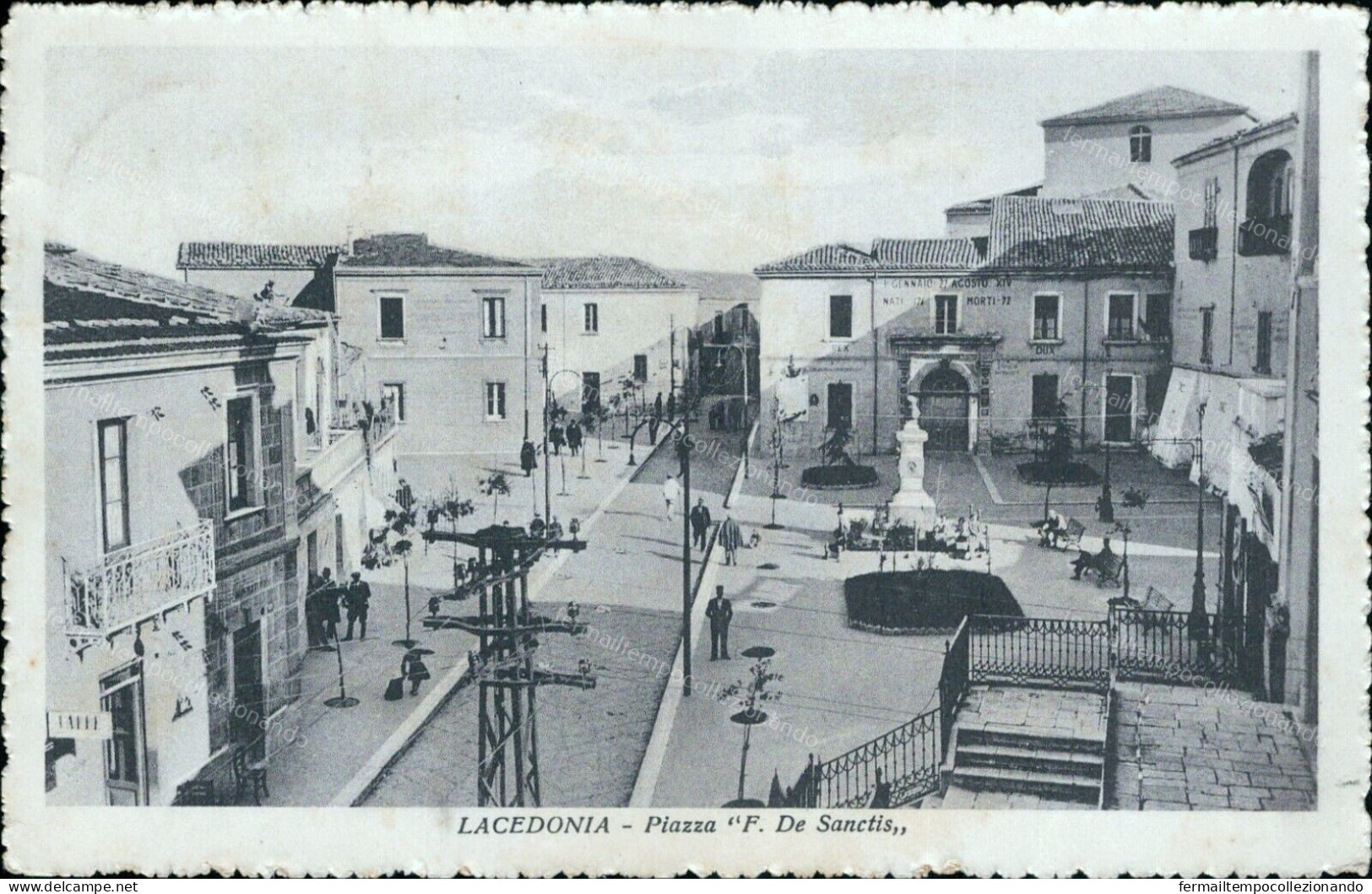 Cs147 Cartolina Lacedonia Piazza Fde Sanctis Provincia Di Avellino 1937 Campania - Avellino