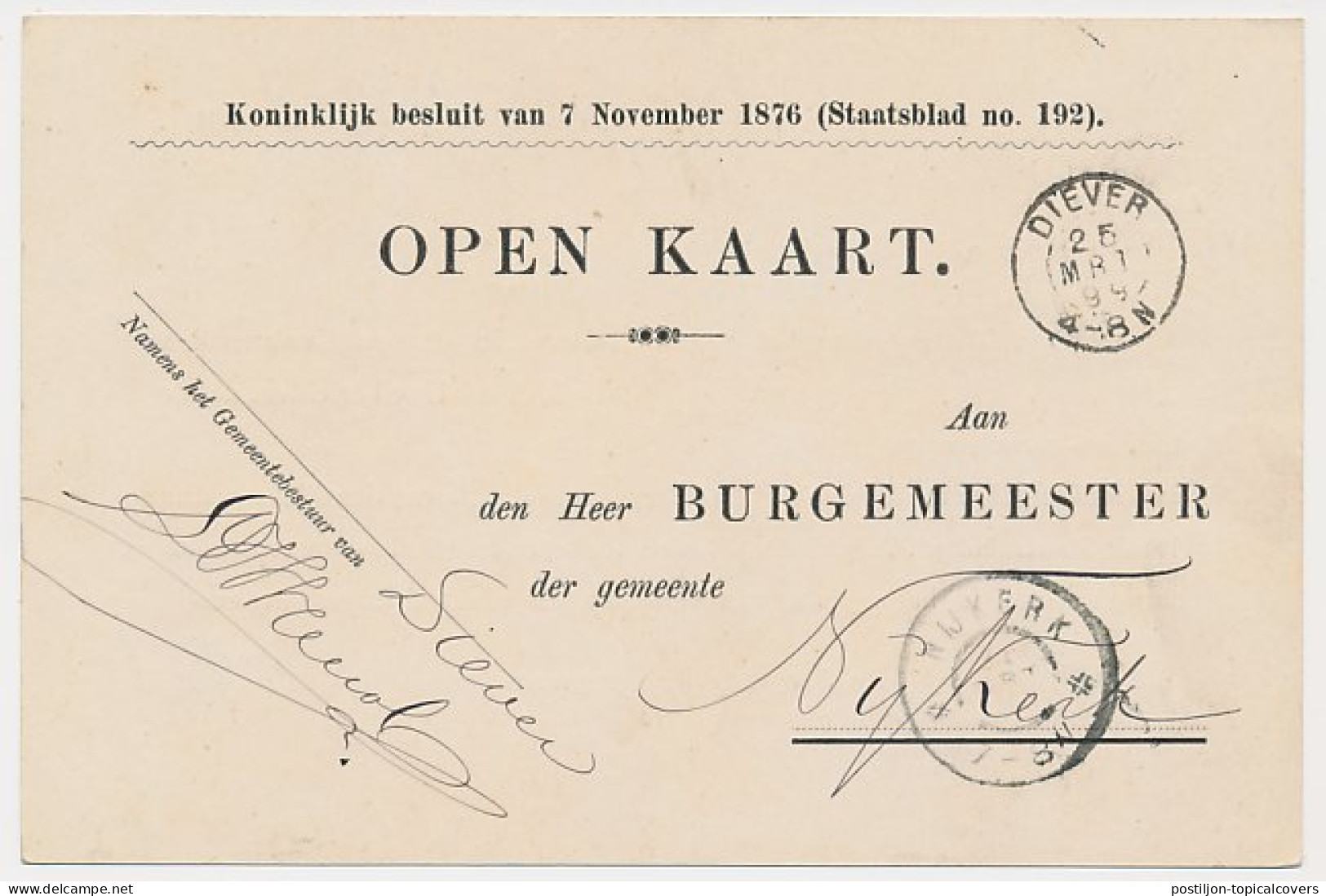 Kleinrondstempel Diever 1899 - Non Classés