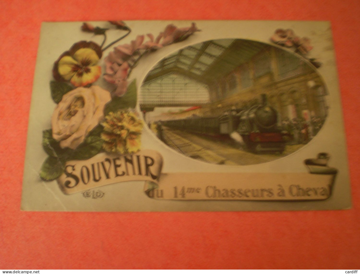 Souvenir Du 14ème Chasseurs à Cheval, Train à Vapeur En Gare: 4° Peloton à Dole, Jura - Autres & Non Classés