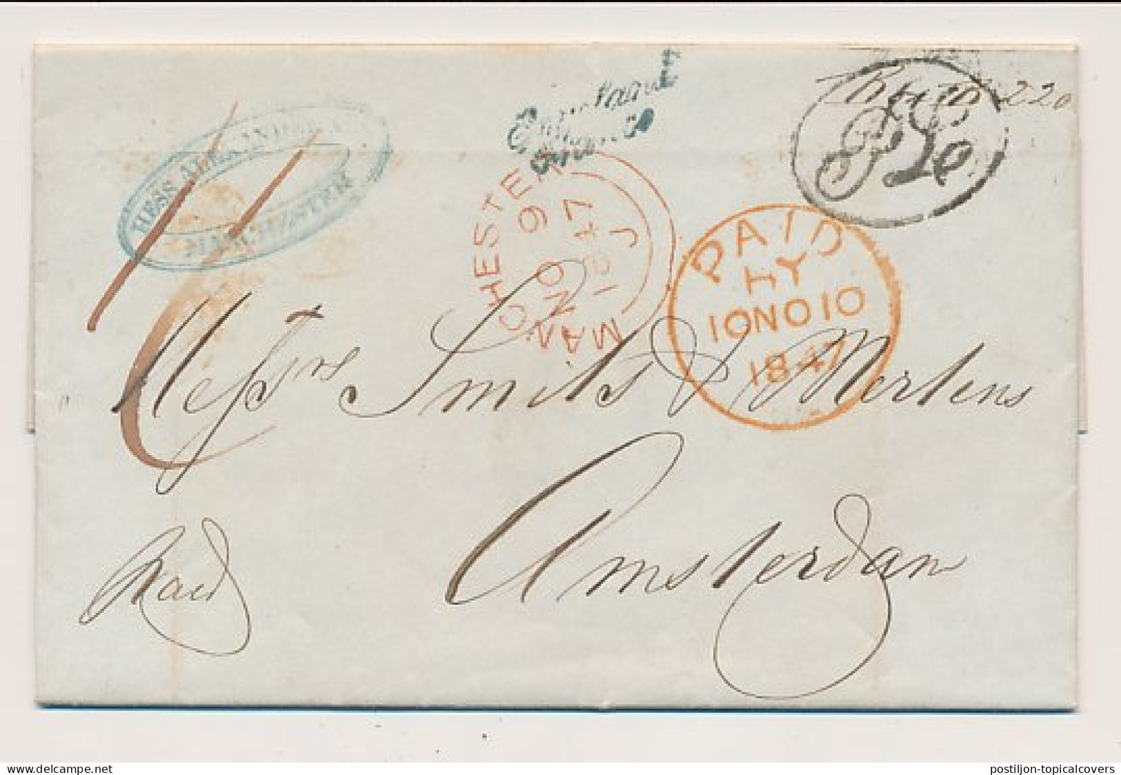 Manchester GB / UK - Amsterdam 1847 - Engeland Franco - ...-1852 Prephilately