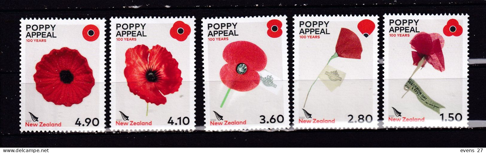 NEW ZEALAND-2022--FLOWER POPPY REMEMBERANCE-MNH. - Unused Stamps