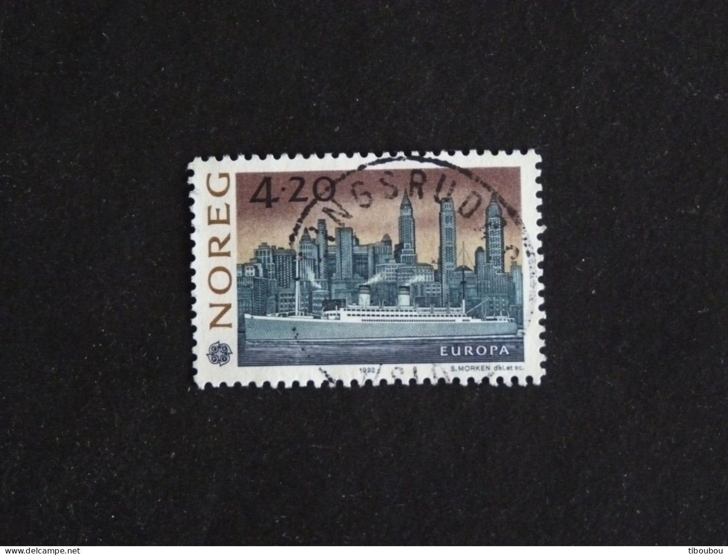NORVEGE NORWAY NORGE NOREG YT 1054 OBLITERE - EUROPA DECOUVERTE AMERIQUE CHRISTOPHE COLOMB STRAVANGERFJORD - Used Stamps