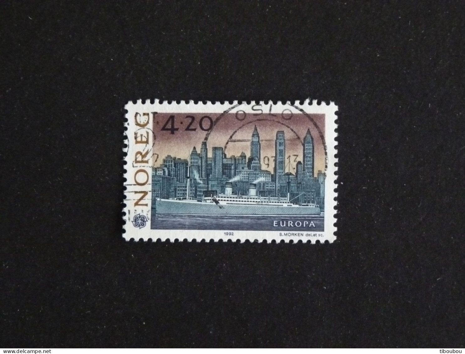 NORVEGE NORWAY NORGE NOREG YT 1054 OBLITERE - EUROPA DECOUVERTE AMERIQUE CHRISTOPHE COLOMB STRAVANGERFJORD - Used Stamps
