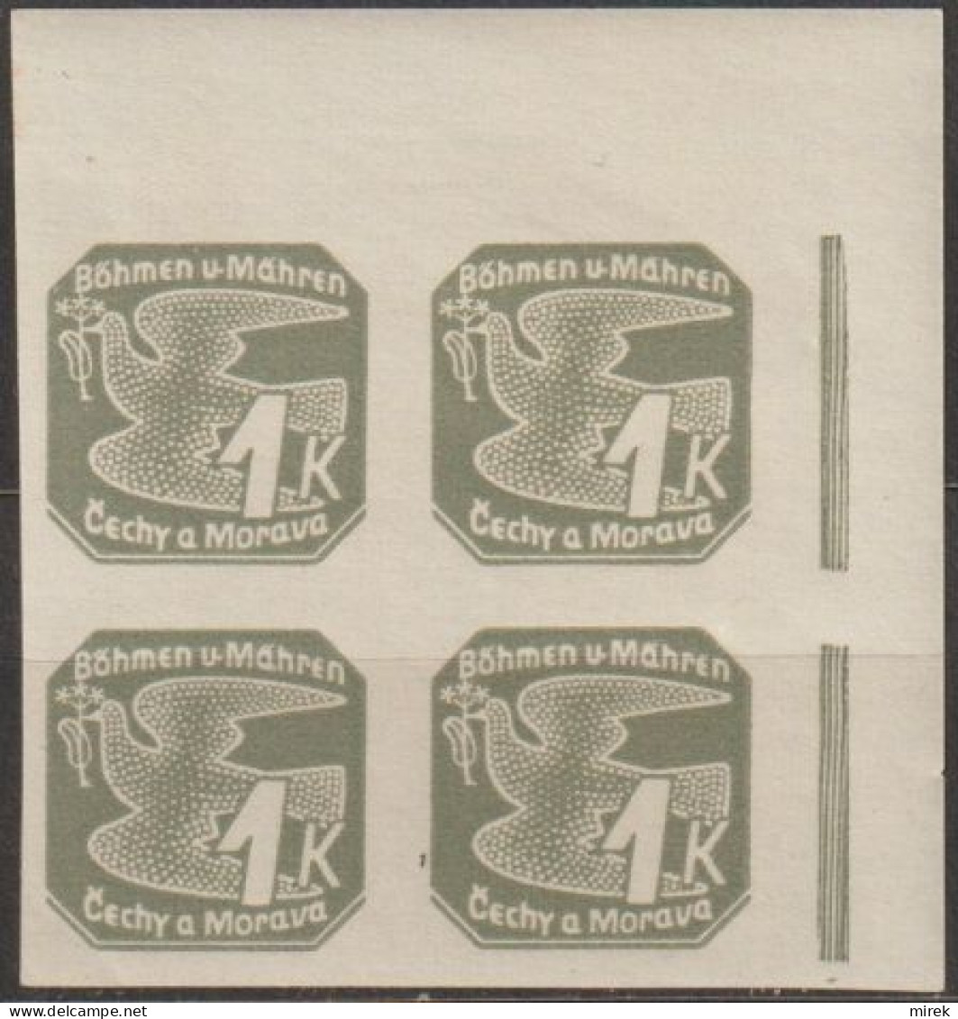 046/ Pof. NV 9, Corner 4-block, Broken Frame - Unused Stamps