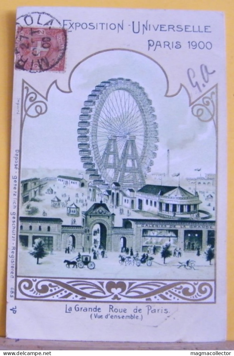 (P1) PARIGI / PARIS - EXPOSITION UNIVERSELLE1900 LE GRANDE ROUE - ESPOSIONE UNIVERSALE LA GRANDE RUOTA. VIAGGIATA - Mehransichten, Panoramakarten