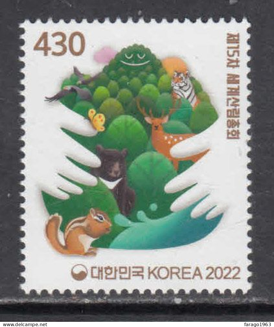 2022 South Korea World Forestry Congress Tigers Bears  Complete Set Of 1 MNH - Corée Du Sud