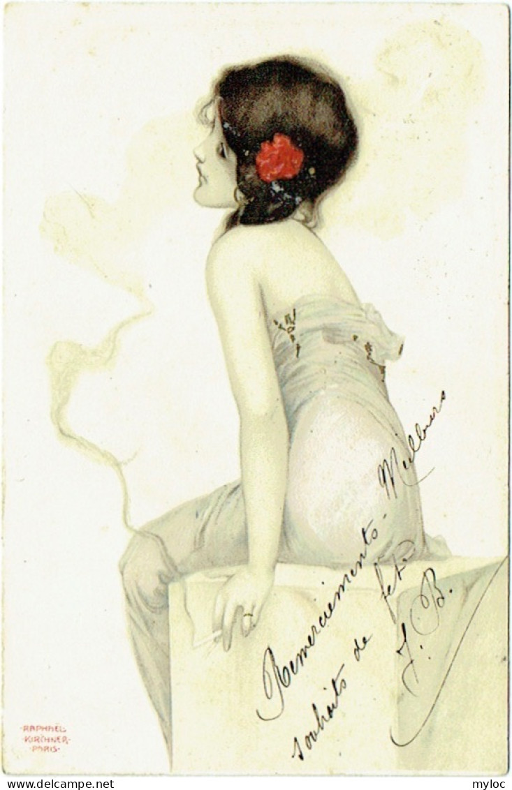 Illustrateur : KIRCHNER, Raphaël. Jeune Femme à La Cigarette. Art Nouveau. - Kirchner, Raphael