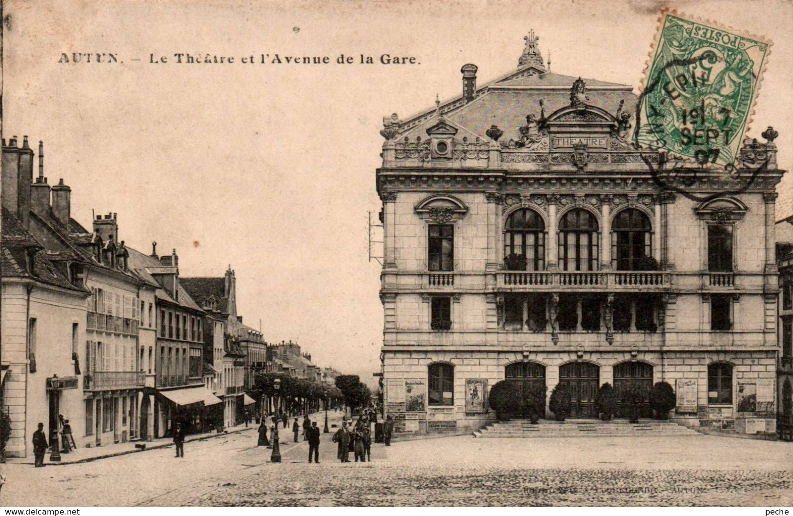 N°2346 W -cpa Autun -le Théâtre Et L'avenue De La Gare- - Autun