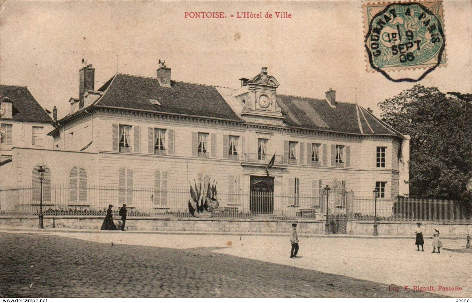 N°2351 W -cpa Pontoise -l'hôtel De Ville -cachet Convoyeur- - Pontoise