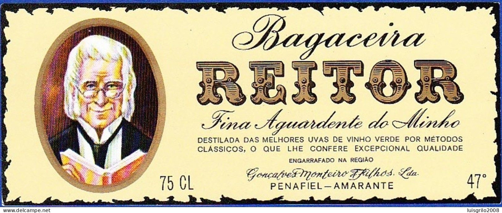 Brandy Label, Portugal - Bagaceira REITOR -|- Gonçalves, Monteiro & Filhos, Vila Nova De Gaia - Alkohole & Spirituosen