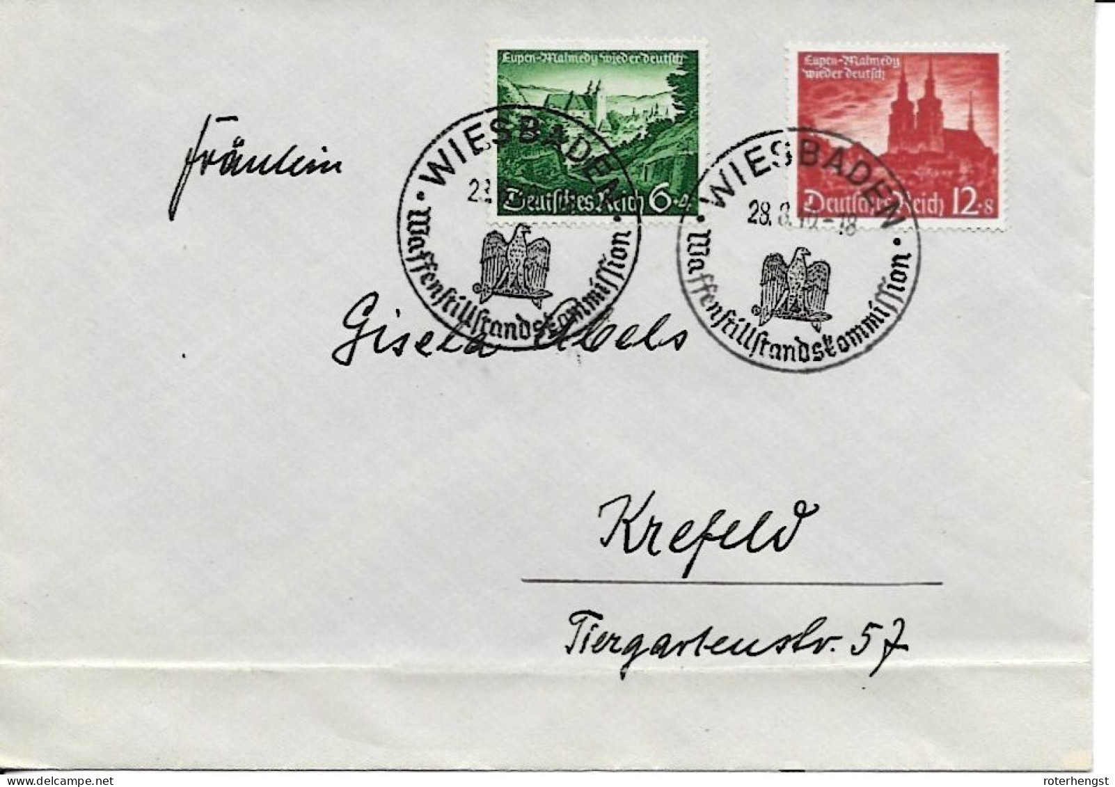 Reich Waffenstillstandskommission Wiesbaden Sonderstempel 1940 - Lettres & Documents