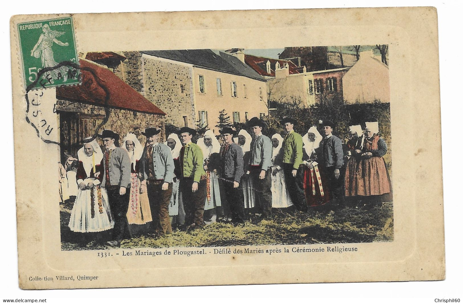 CPA Circulée En 1912 - Les Mariages De Plougastel - Défilé Des Mariés Après La Cérémonie Religieuse - Col. Villard - - Plougastel-Daoulas