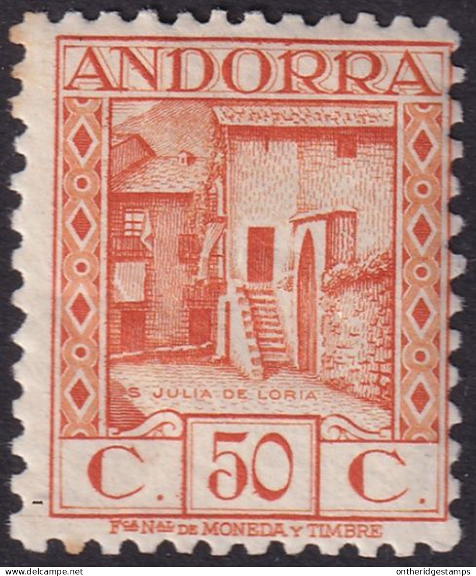 Andorra Spanish 1935 Sc 33 Ed 39 MH* Crease - Unused Stamps