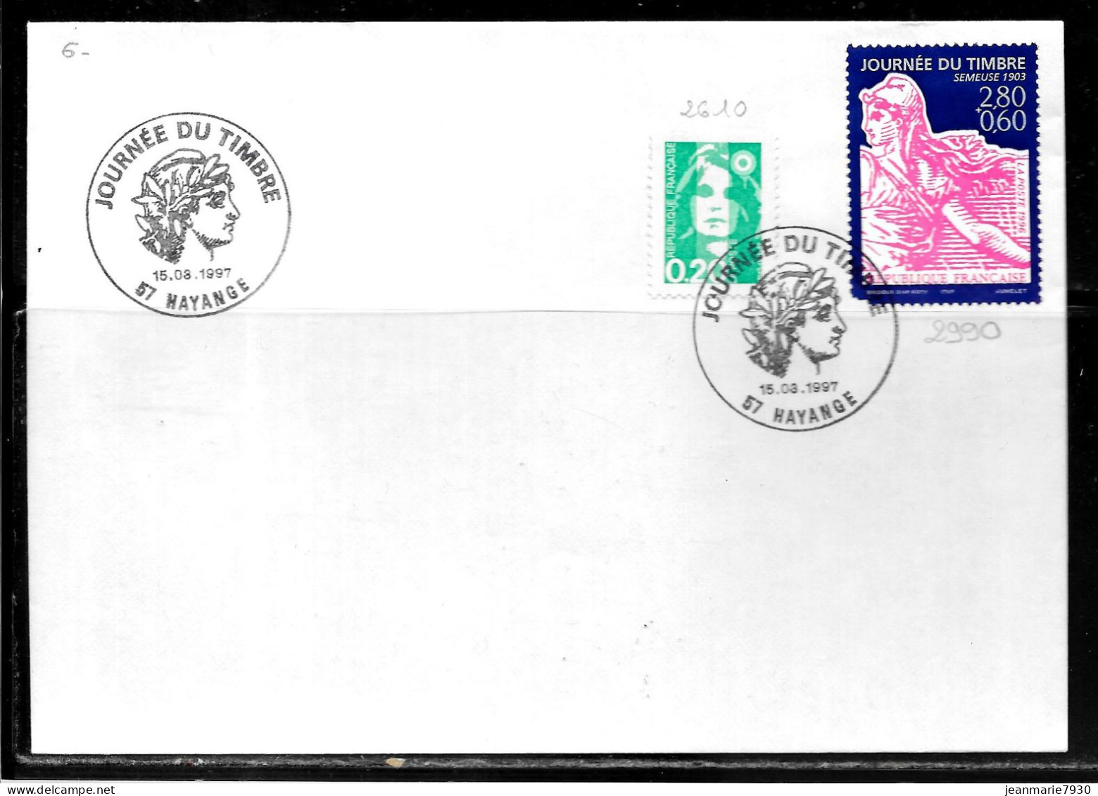 K179 - MARIANNE DE BRIAT 0.30 C Et N° 2990 SUR LETTRE DE HAYANGE DU 15/03/97 - JOURNEE DU TIMBRE - Commemorative Postmarks