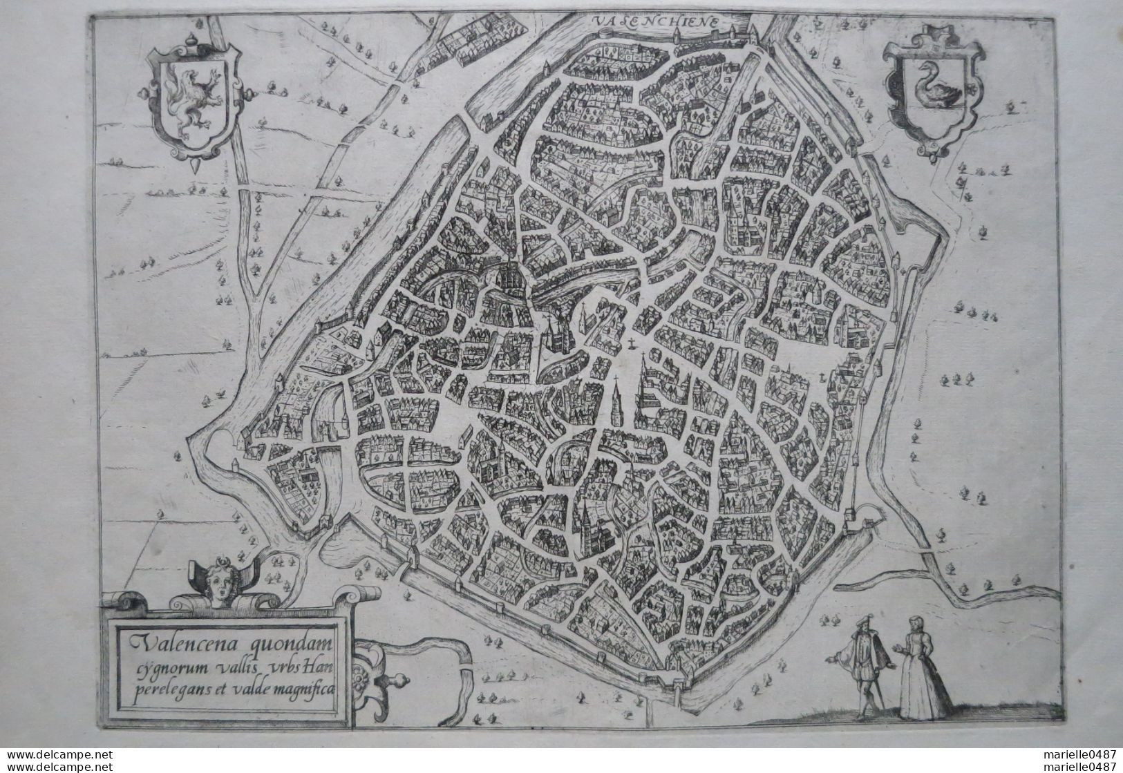 GUICCIARDINI - Plan De La Ville De Valenciennes 1567 - Carte Geographique
