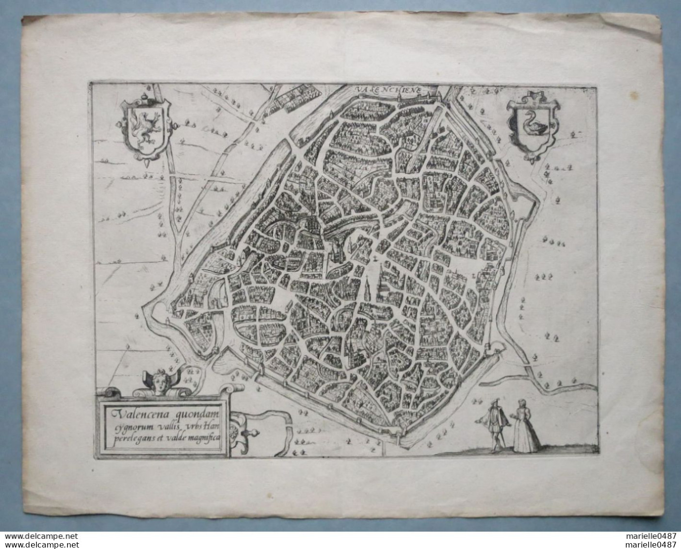 GUICCIARDINI - Plan De La Ville De Valenciennes 1567 - Cartes Géographiques