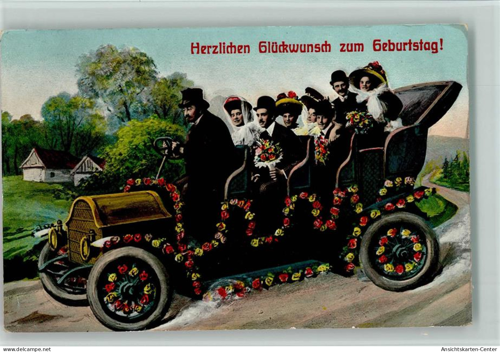 12097307 - Oldtimer Fotomontage - Ausflug Im Automobil, - Andere & Zonder Classificatie