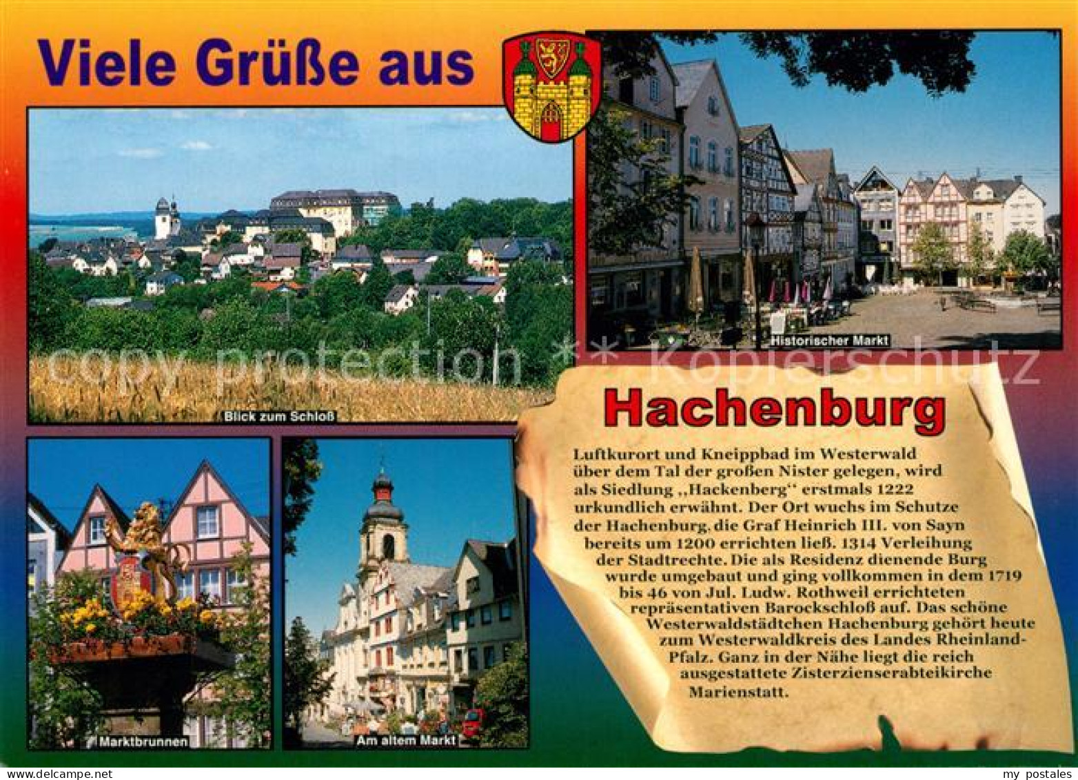 73216482 Hachenburg Westerwald Panorama Blick Zum Schloss Historischer Markt Alt - Hachenburg