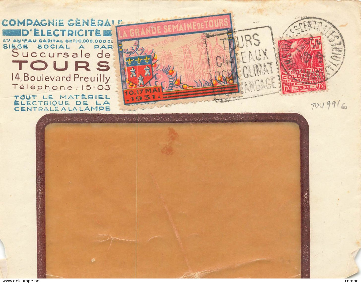 LETTRE. 1931. DAGUIN TOURS CHATEAU ET CLIMAT + VIGNETTE GRANDE SEMAINE DE TOURS        /  2 - 1921-1960: Modern Tijdperk