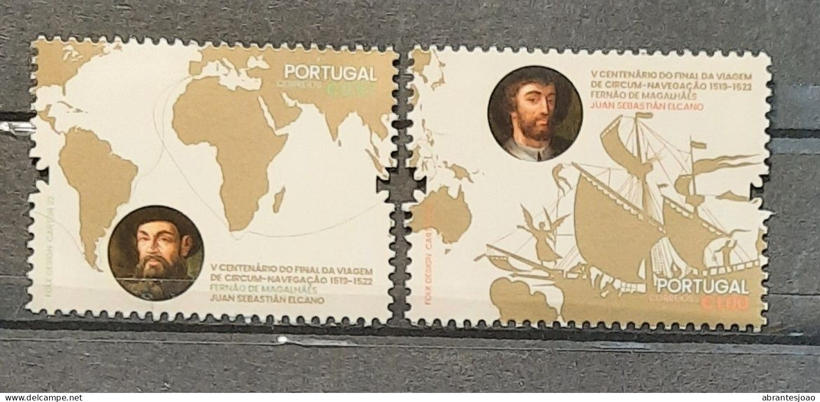 2022 - Portugal - MNH - 500 Years Since Final Of Circumnavigation Trip - 1519/1522 - 2 Stamps + Circular Block 1 Stamp - Nuovi