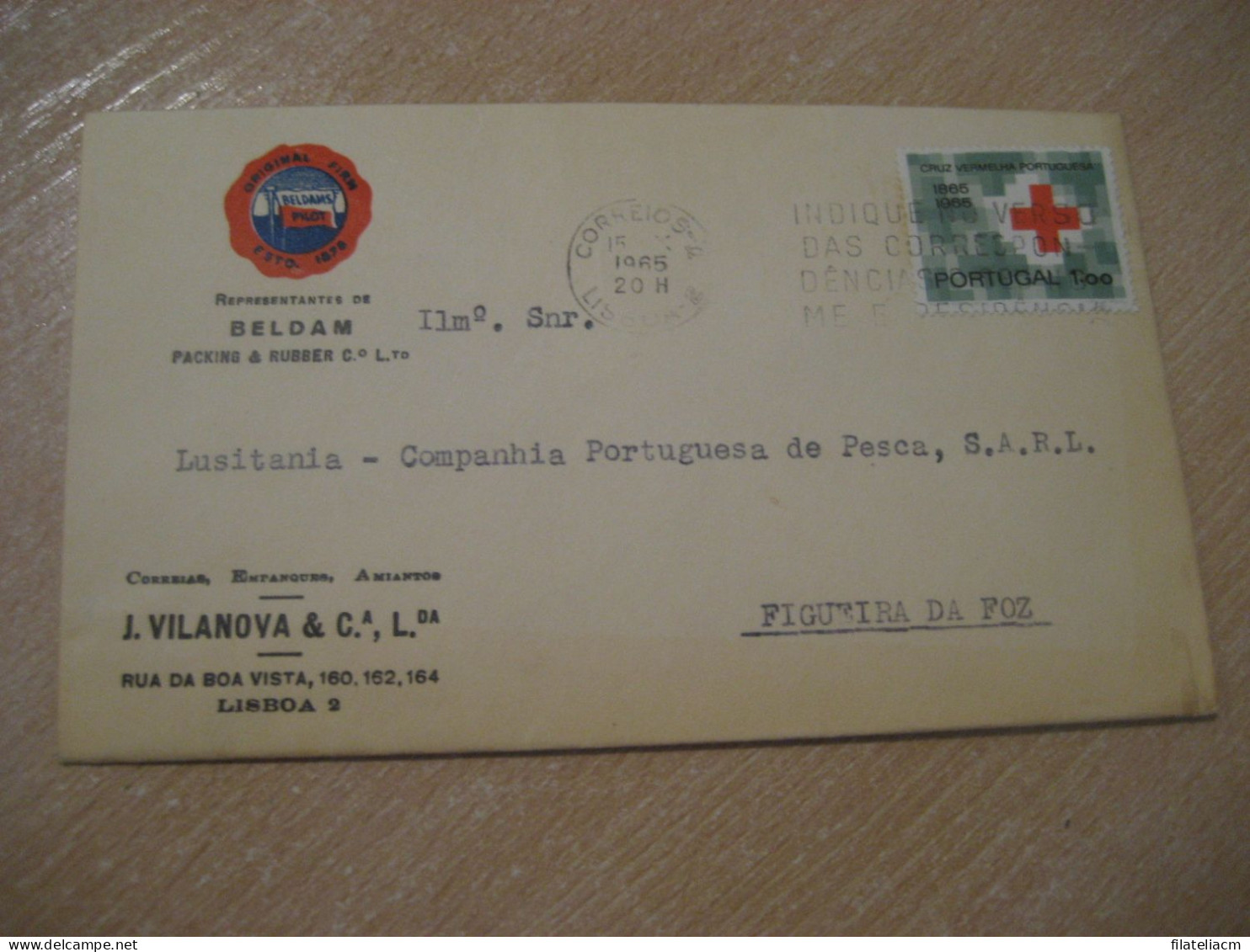 LISBOA 1965 To Figueira Da Foz Red Cross Croix Rouge Cruz Roja Health Sante Cancel Beldam Cover PORTUGAL - Croce Rossa