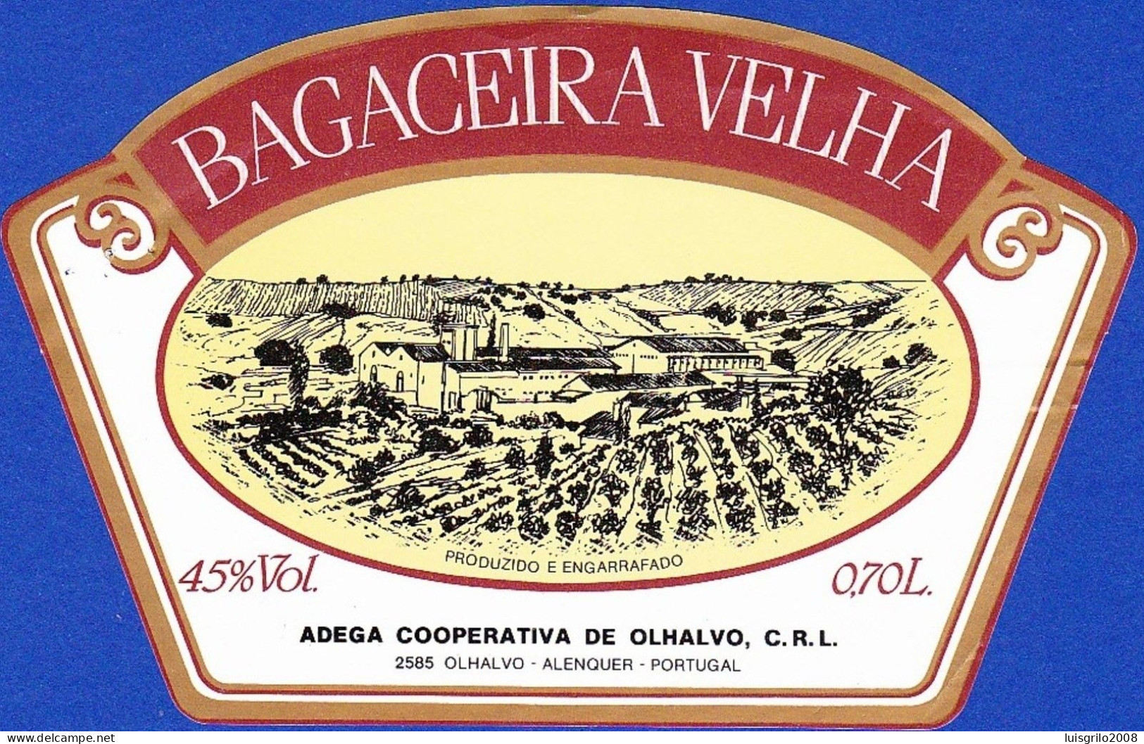 Brandy Label, Portugal - BAGACEIRA VELHA. Adega Cooperativa De Olhalvo.  Alenquer - Alkohole & Spirituosen