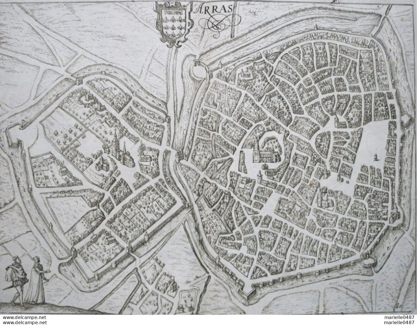 GUICCIARDINI - Plan De La Ville D'Arras 1567 - Carte Geographique
