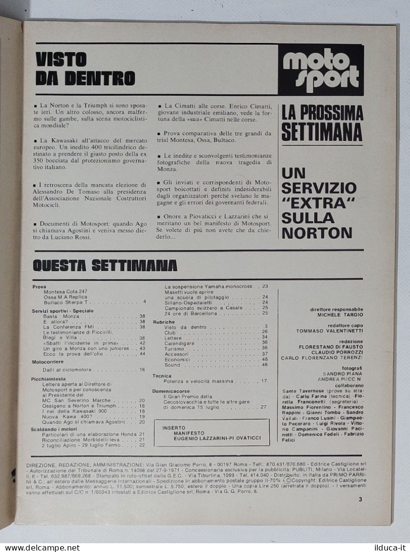 44008 Moto Sport A. III N. 10 1973 - Basta Monza; Bultaco Sherpa T; - Engines