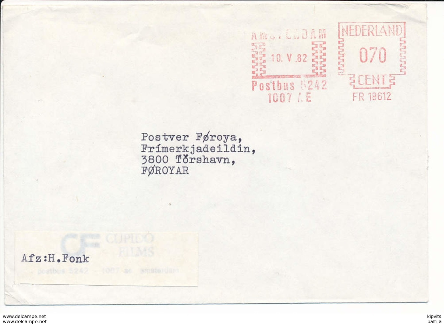 Meter Cover Abroad / FR 18612 - 10 May 1982 Amsterdam - Storia Postale