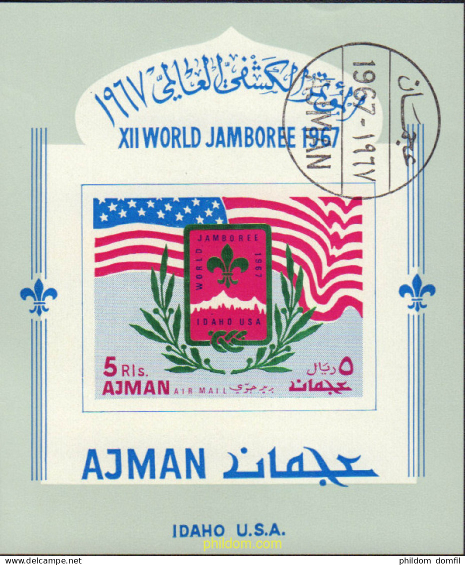 21560 USED AJMAN 1967 12 JAMBOREE MUNDIAL EN IDAHO - Adschman
