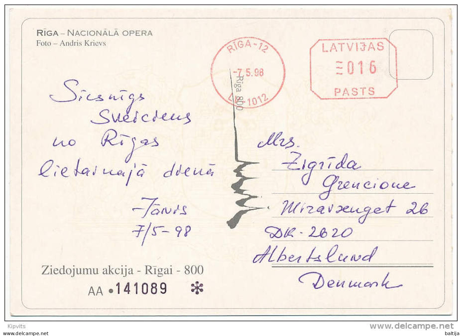 Post Office Meter Postcard Abroad / Pitney Bowes - 7 May 1994 Riga-12 - Lettland