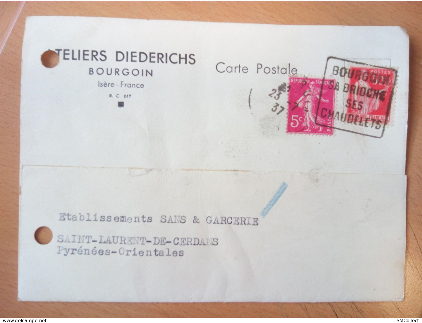 Bourgoin, Lot De 2 Cartes à Cachets Daguin : "sa Brioche, Ses Chaudelets" Et " Pays De La Brioche" (GF4062) - Mechanical Postmarks (Other)