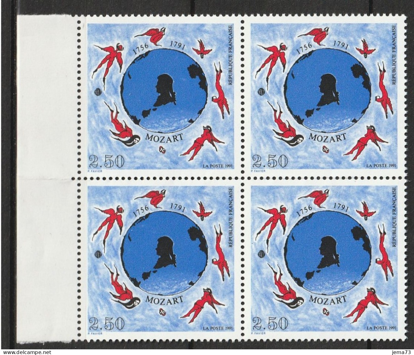 N° 2695 Bicentenaire De La Mort De Mozart  : Beau Bloc De 4  Timbres Neuf Impeccable: - Unused Stamps