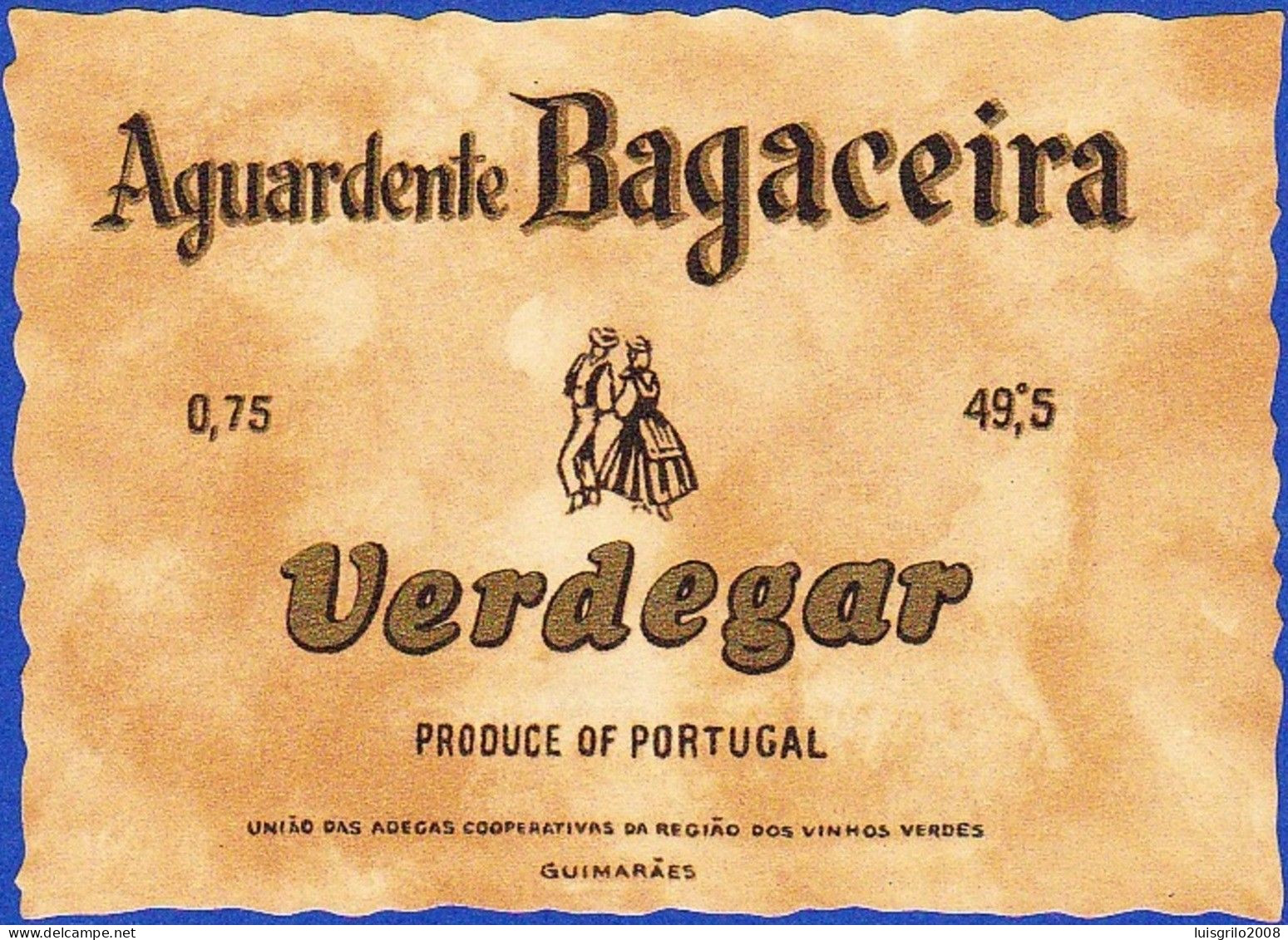 Brandy Label, Portugal - Aguardente Bagaceira VERDEGAR -|- Região Dos Vinhos Verdes, Guimarães - Alcoholes Y Licores